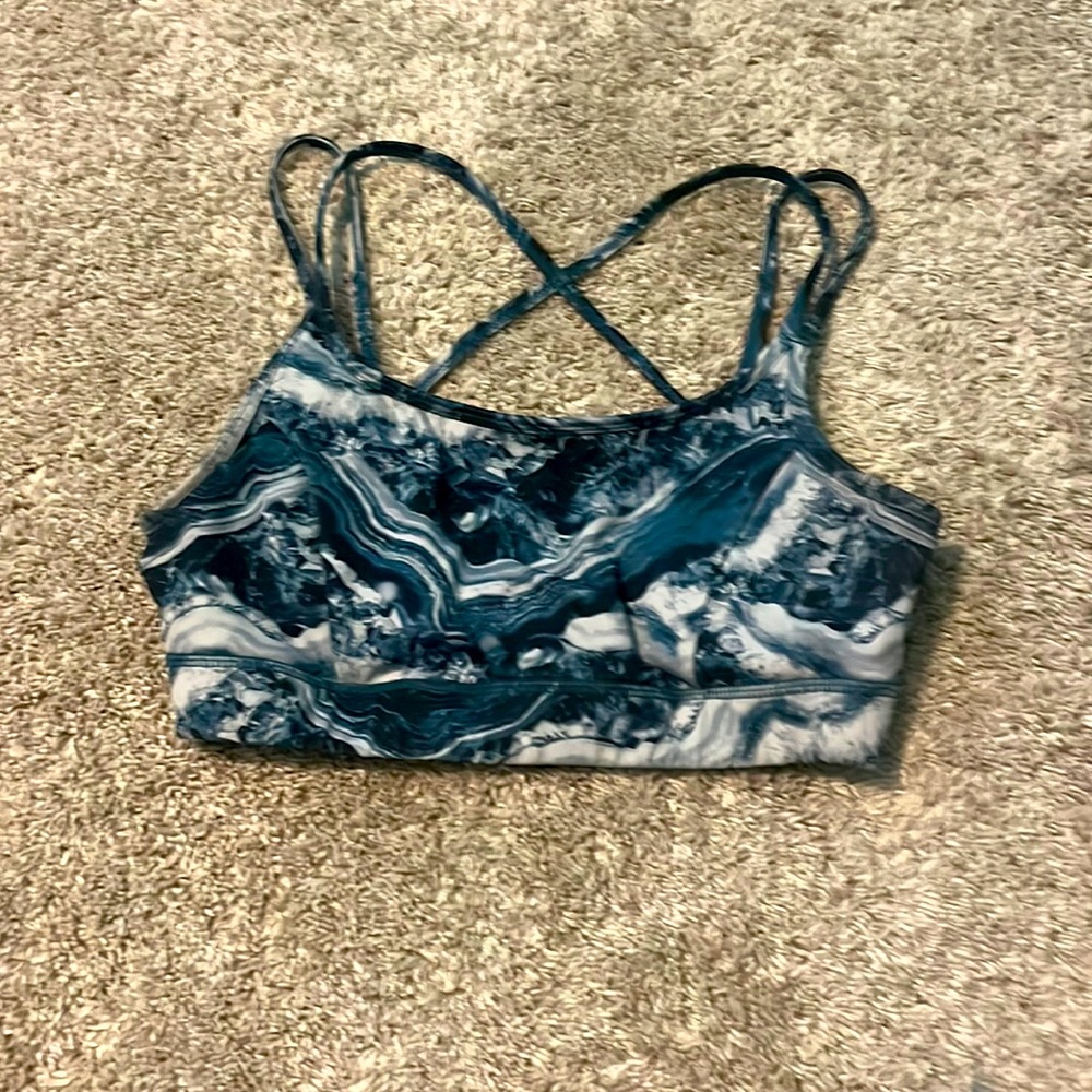 Blue and White Sports Bra